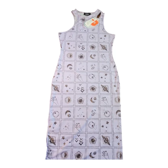 NWT Cider Halloween Graphic Cutout Sleeveless Maxi Dress Purple Side Slit Large - Picture 6 of 16